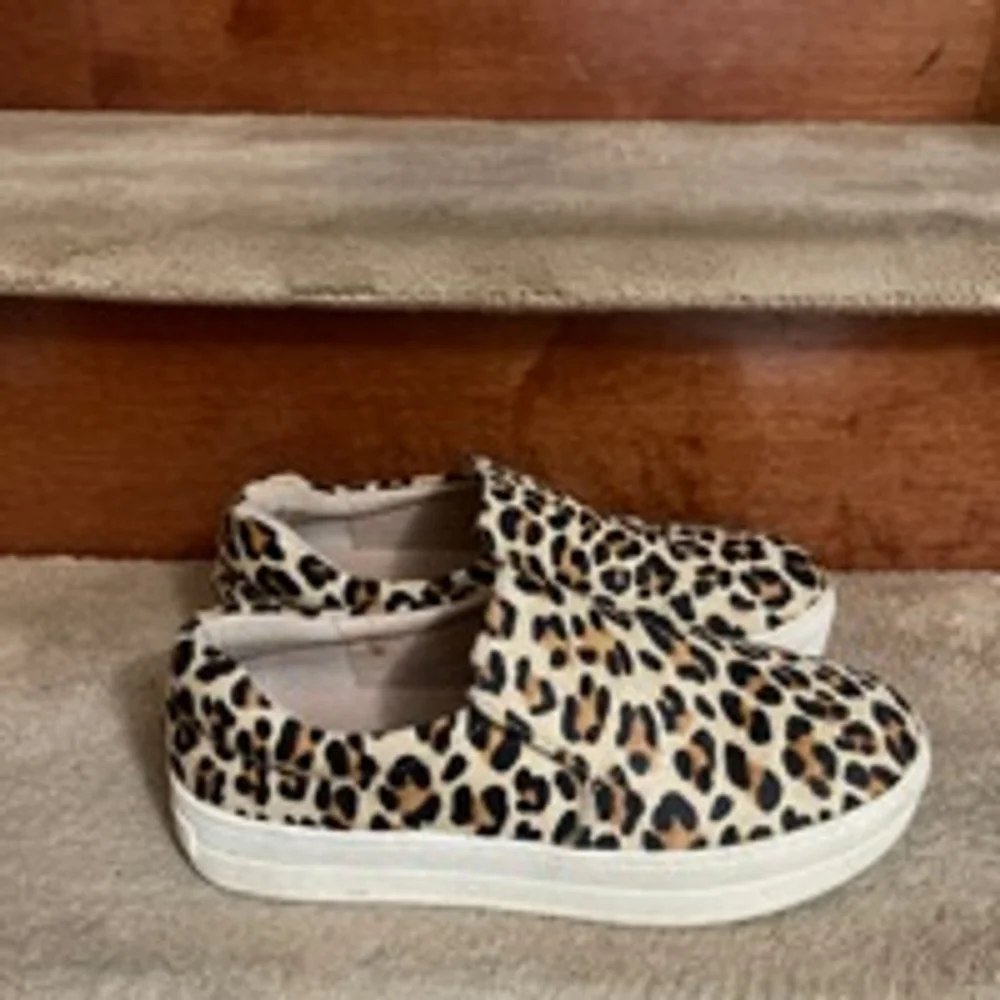J Slides Leopard Print Sneakers Women's Size 8.5 Brown White